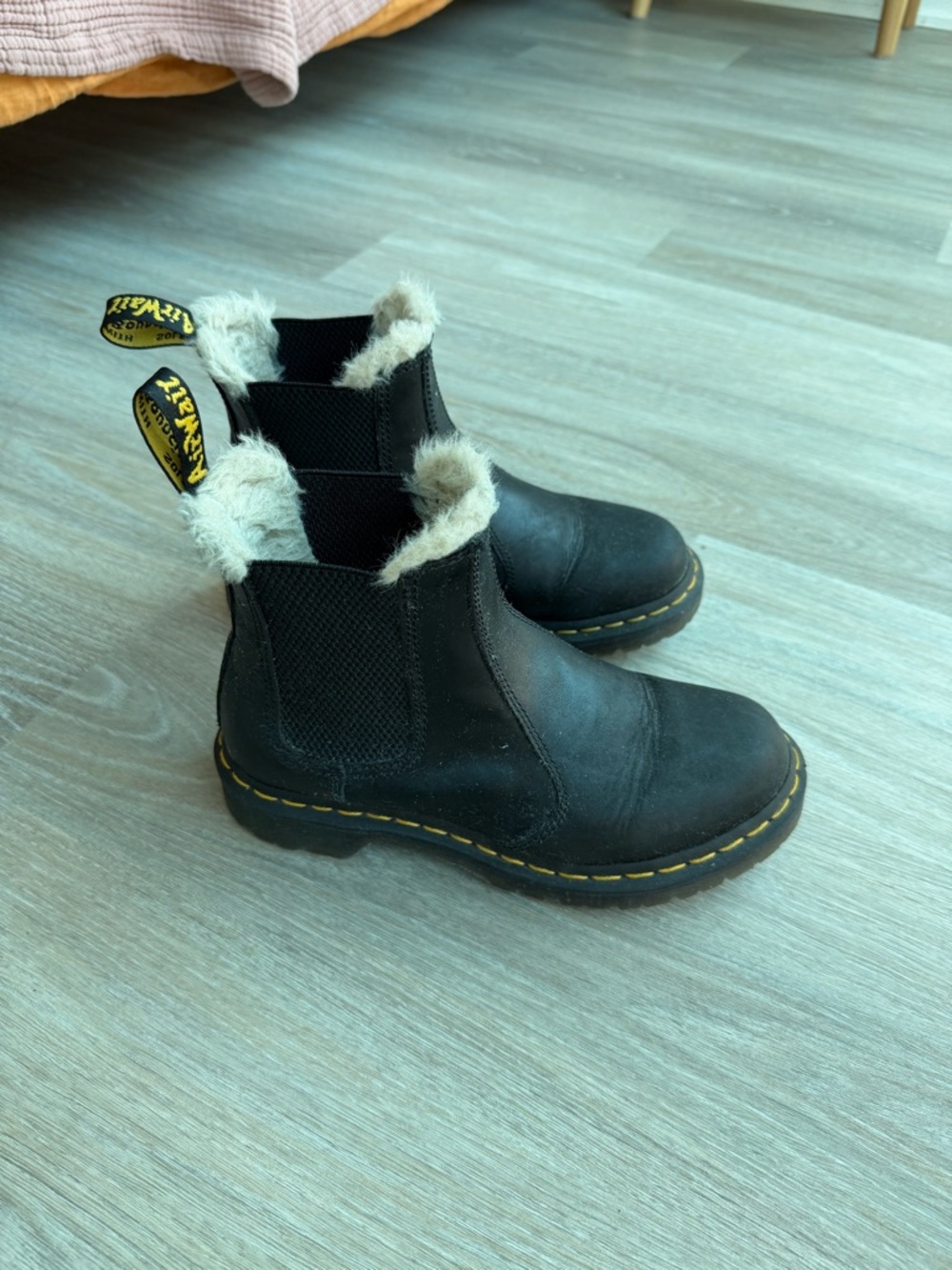 Dr. Martens Black Leather Fleece-Lined Chelsea Boots